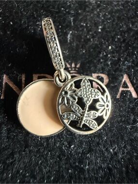Authentic Pandora Silver SPRINGTIME dragonfly, butterfly, flowers PENDANT Charm